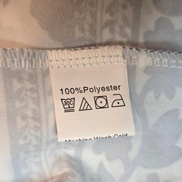 LAI MENG FIVE CATS Women Button Up Short Puff Sleeve Mini Dress Sz: XL Blue/Wht - Picture 14 of 15